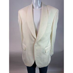 John Clarendon Mens Ivory White Blazer 44R 100% Wool Made In Poland Blemishes